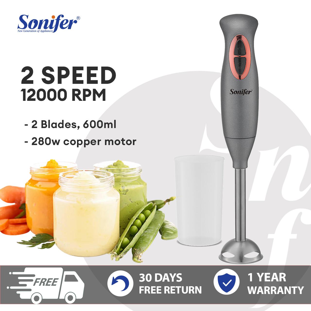 Sonifer 1100W Electric Hand Blender 2 Speeds Premium Immersion Blender 304 Stainless Steel Handheld Juicer SF-8088-GRAY