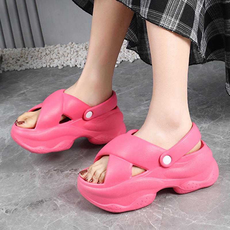 Fashion Rimocy Eva Solid Thick Platform Women's Sandals Summer Soft Comfortable Fashion Beach Sandels 2025 New Non Slip Wedges Slippers
