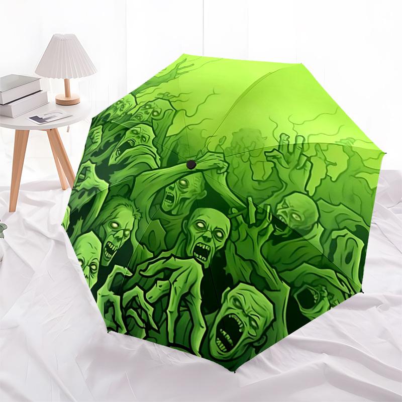 1PC Zombie Swarm Automatic Folding Umbrella - Compact 8-Rib Design, Durable Plastic & Iron, Lightweight for Outdoor Daily Use, Festive Gift061