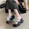 Fashion 8CM Bling Woman Platform Sandals Ladies Elegant Beach Women's Shoes Flats Summer Sandals Women Designer Shoes Girls Slippers