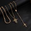 Exaggerated Rhinestone Cross Pendant Necklace for Men Hip Hop High-End Layered Collarbone Chain New Style