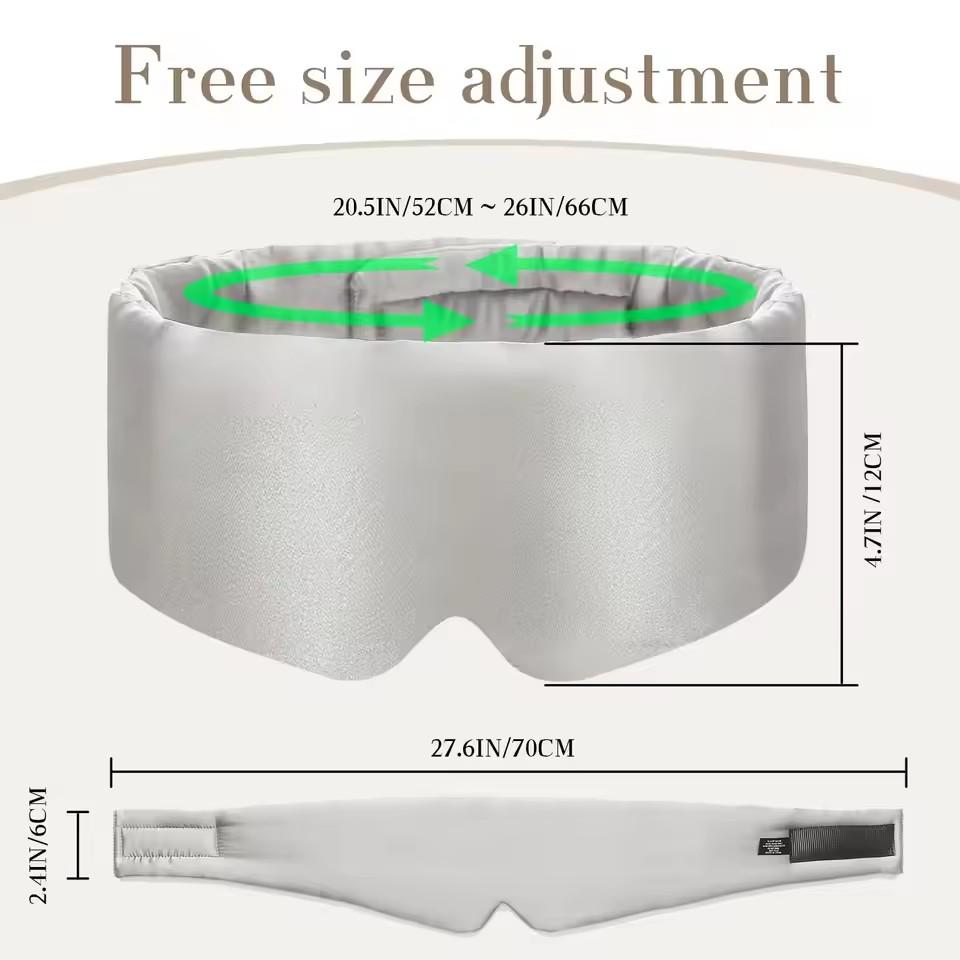 Justerbar sovmask i siden för sidosovare, Sovmask för kvinnor och män 100% rent mullbärssilke, Ögonmask i siden för sömn