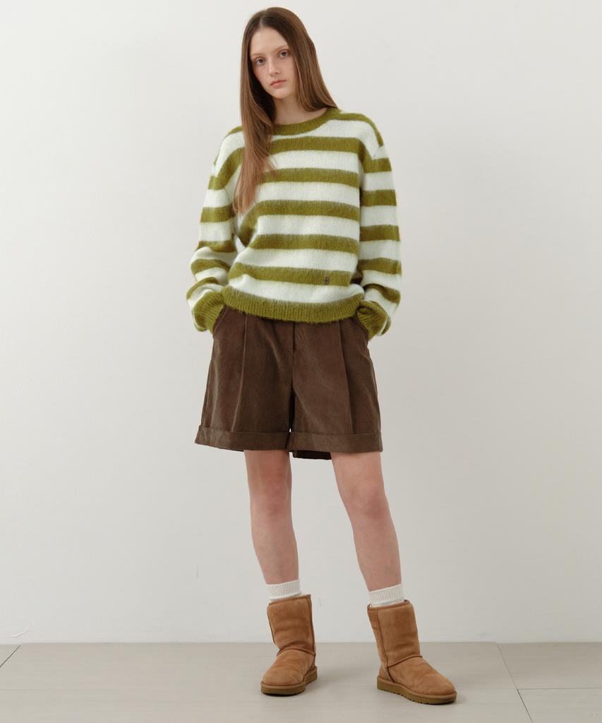 Wednesday Oasis For Woman British Hairy Wool Stripe Knit_Olive(Wc25-Kn70)
