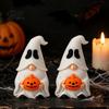 Indoor Halloween Decorations Ghost Gnome Figurine, Creative Pumpkin Desk Ornament, 3D Printed Holiday Crafts Mini Statue for Home Shelf Display, Funny