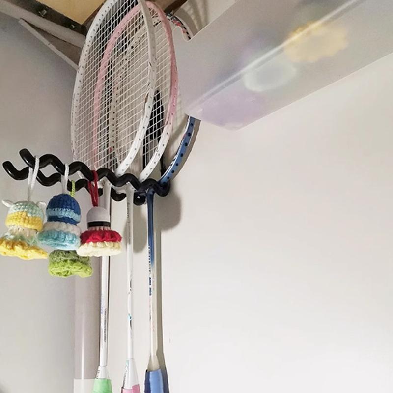 Wall Mounted Racket Holder Tennis Racket Holder Badminton Racket Holder Wall Wave Hook Storage Holds Multiple Racquets Rack