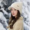 Winter Cat Ear Hat for Women with Plush Velvet Thickened Cold Proof Wool Hat Warm Ear Protection Knitted Casual Versatile Baseball Cap