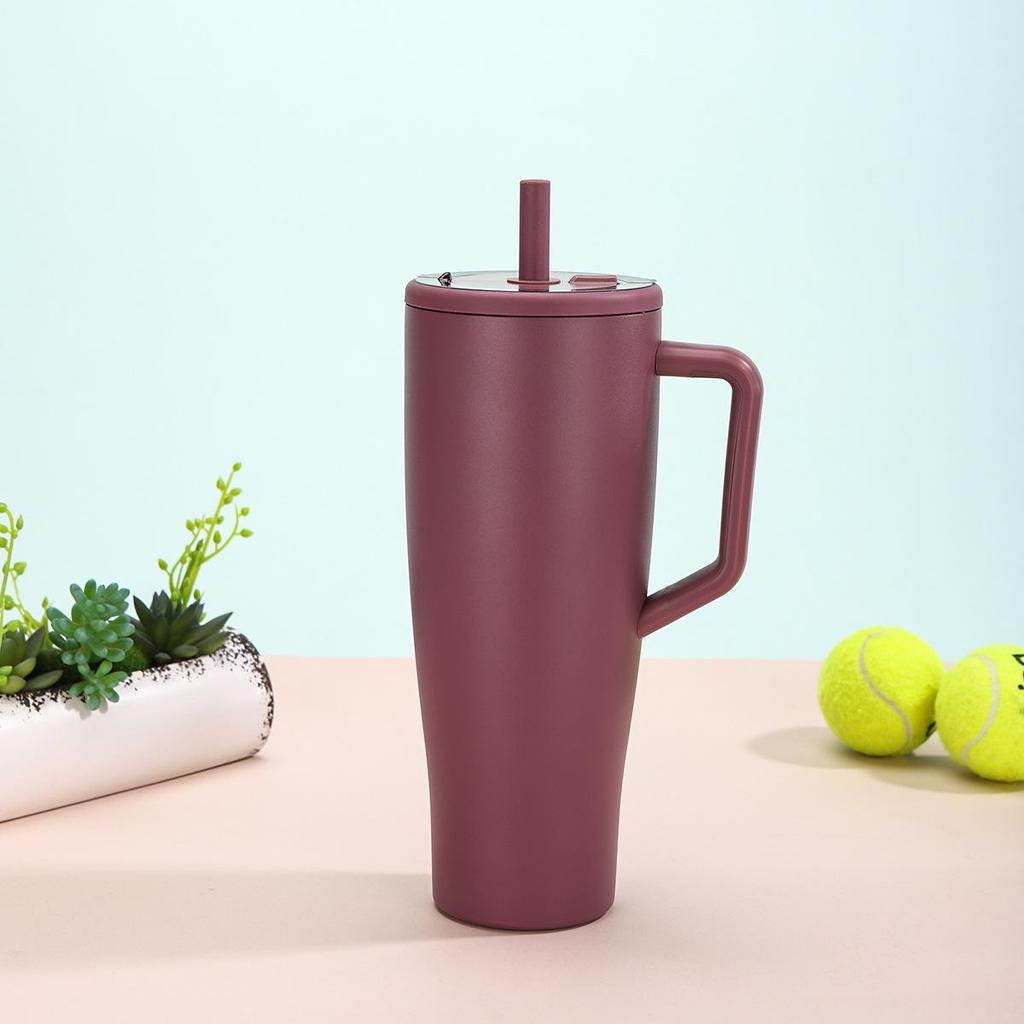 40oz Insulated Stainless Steel Car Cup with Straw & Handle