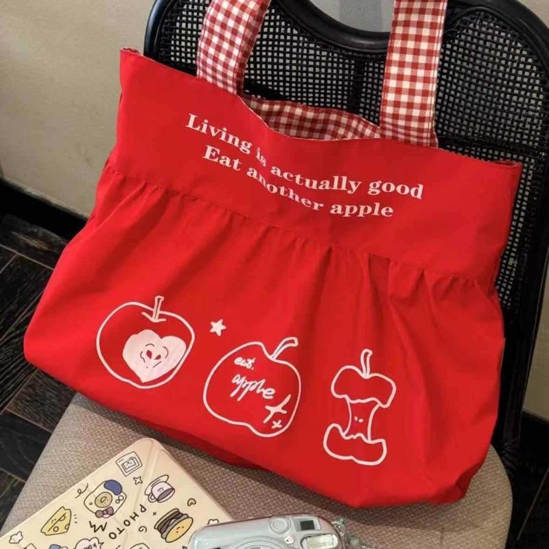 Cute Versatile Red Apple Bag Women's New Lazy Wind Tote Bag Large-capacity Shoulder Bag