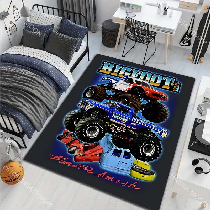 Multiple Style Big-footed Monster Truck Print Carpet for Living Room Bedroom Bedside Bathroom Floor Mat Home Area Rug Room Decor