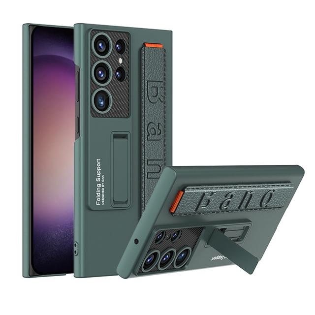 Alça de pulso à prova de choque caso duro para samsung galaxy s23 ultra s23 plus 5g caso com suporte capa para s23ultra s23plus pulseira casos