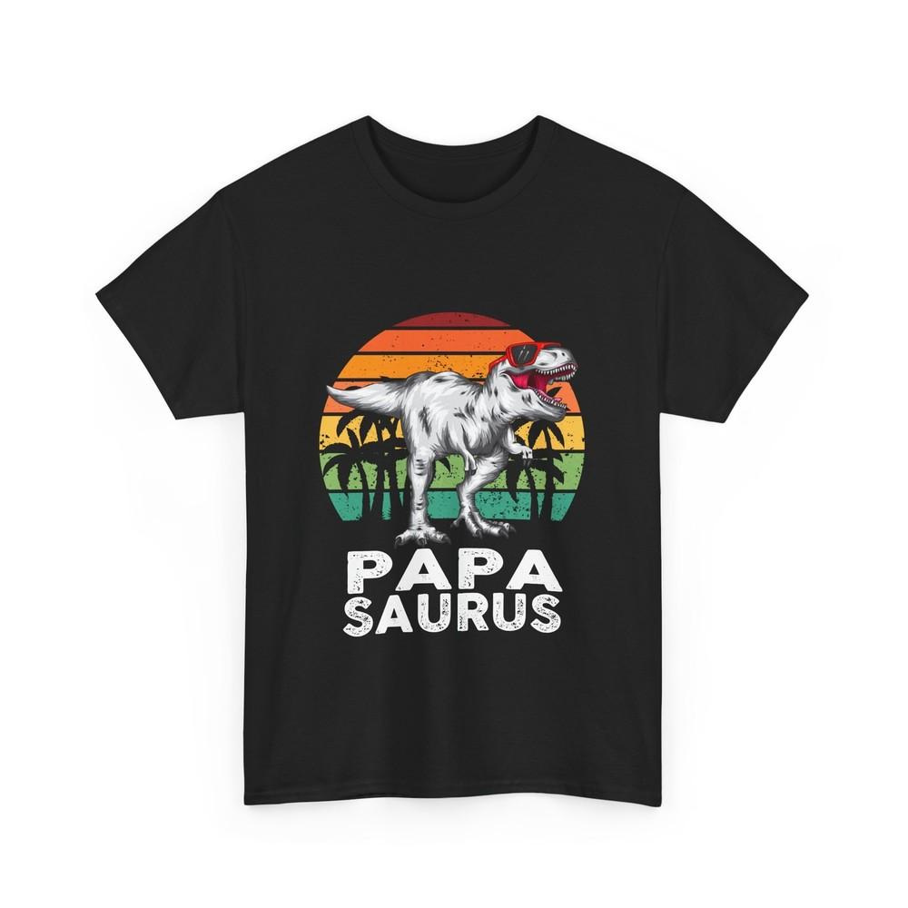 Papa Saurus Shirt, T-rex Sunglasses Palm Trees Father's Day Sunset Shirt