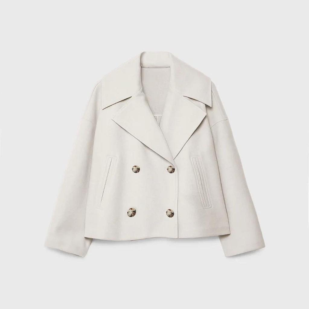 Autumn Women's Clothing European and American Style Ladies Fashionable Simple Versatile Double-breasted Short Coat