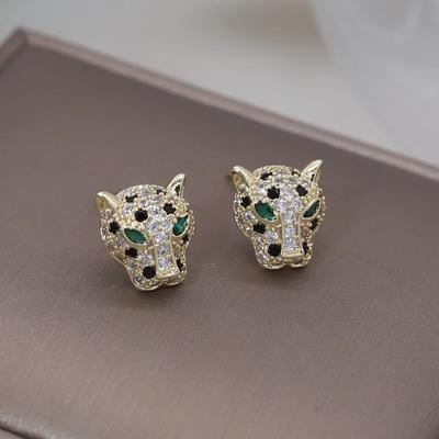 Modeschmuck Exquisite Kupfer Set Zirkon Bunte Tier Leopard Ohrringe Luxus Damen Gala Party Ohrringe