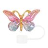 Cute Butterfly Straw Caps Silicone Toppers Covers for 10mm Straws, Dust-Proof Reusable Party Charms Guests Tumblers, Colorful Tips Accessories Coffee