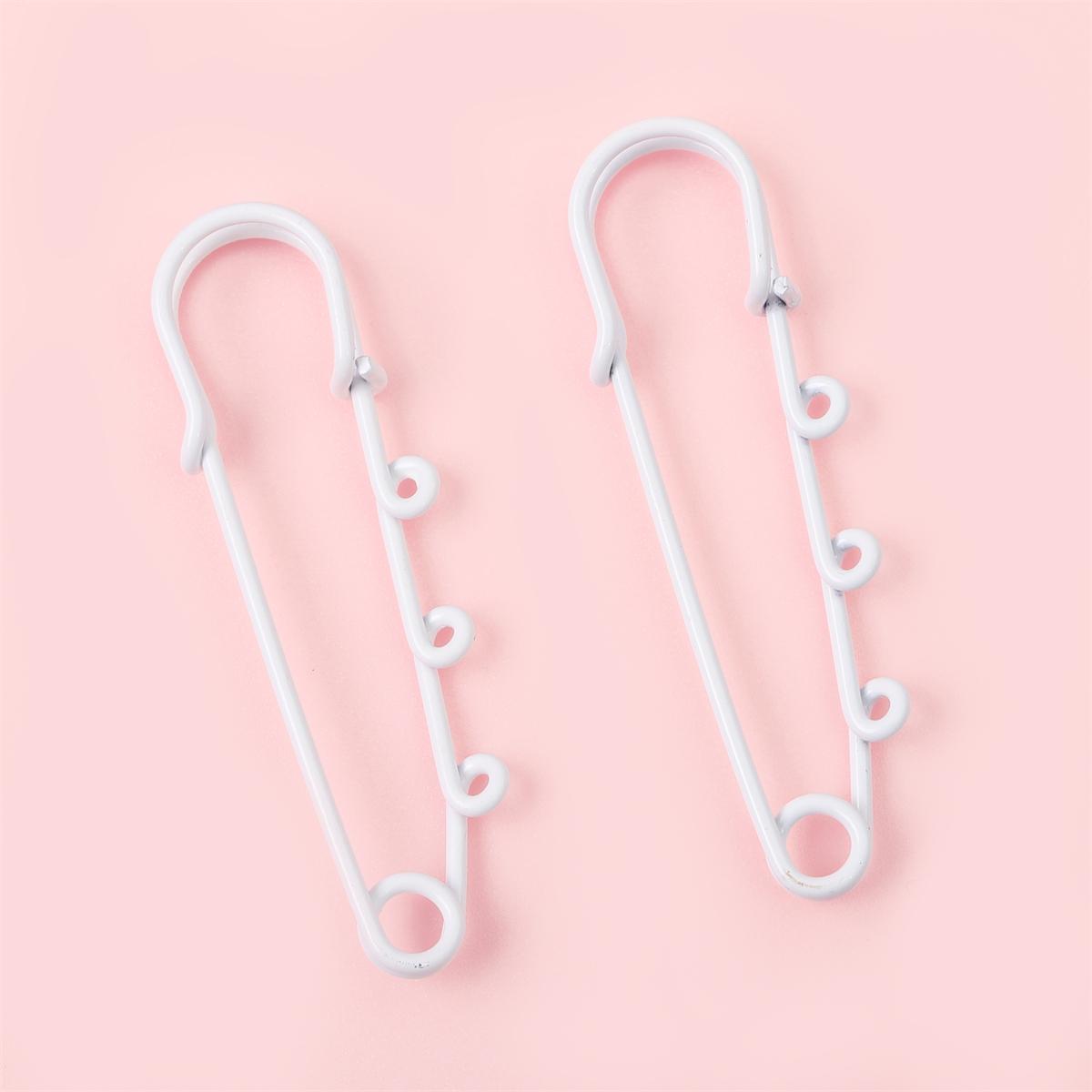 

2/5 шт. Красочная брошь с 3 отверстиями и булавками для рукоделия, украшения, фиксатор для одежды, расходные материалы, аксессуары 18x60mm 2pcs белый