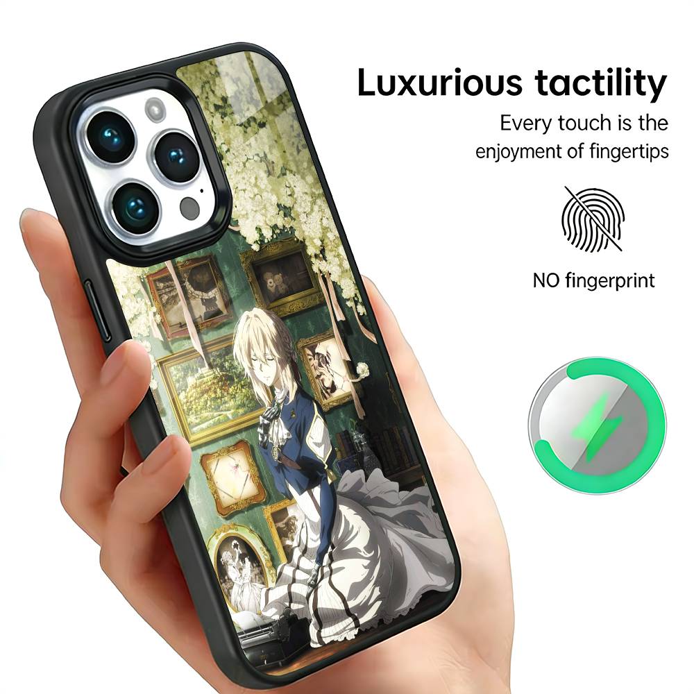 

V-Violet Evergarden Novel Phone Case For IPhone17 16 15 14 13 12 11 Plus Pro Max Plus Wireless Charger Cover Funda iPhone14PROMAX