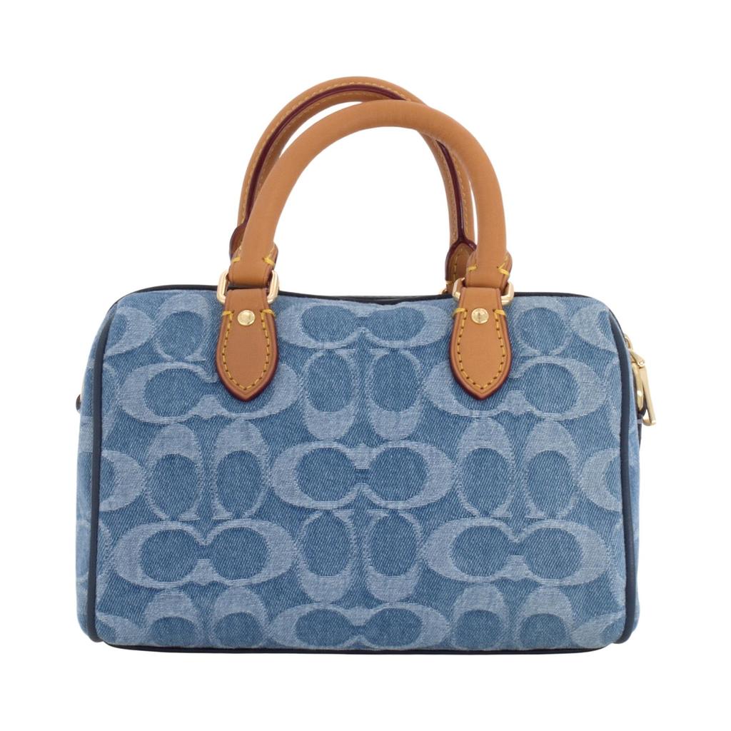 Coach Rowan 18 Classico Logo Tela Chiusura Superiore con Zip Tracolla Staccabile Borsa Boston Borse da Donna Indaco CDQ36-IMTYV