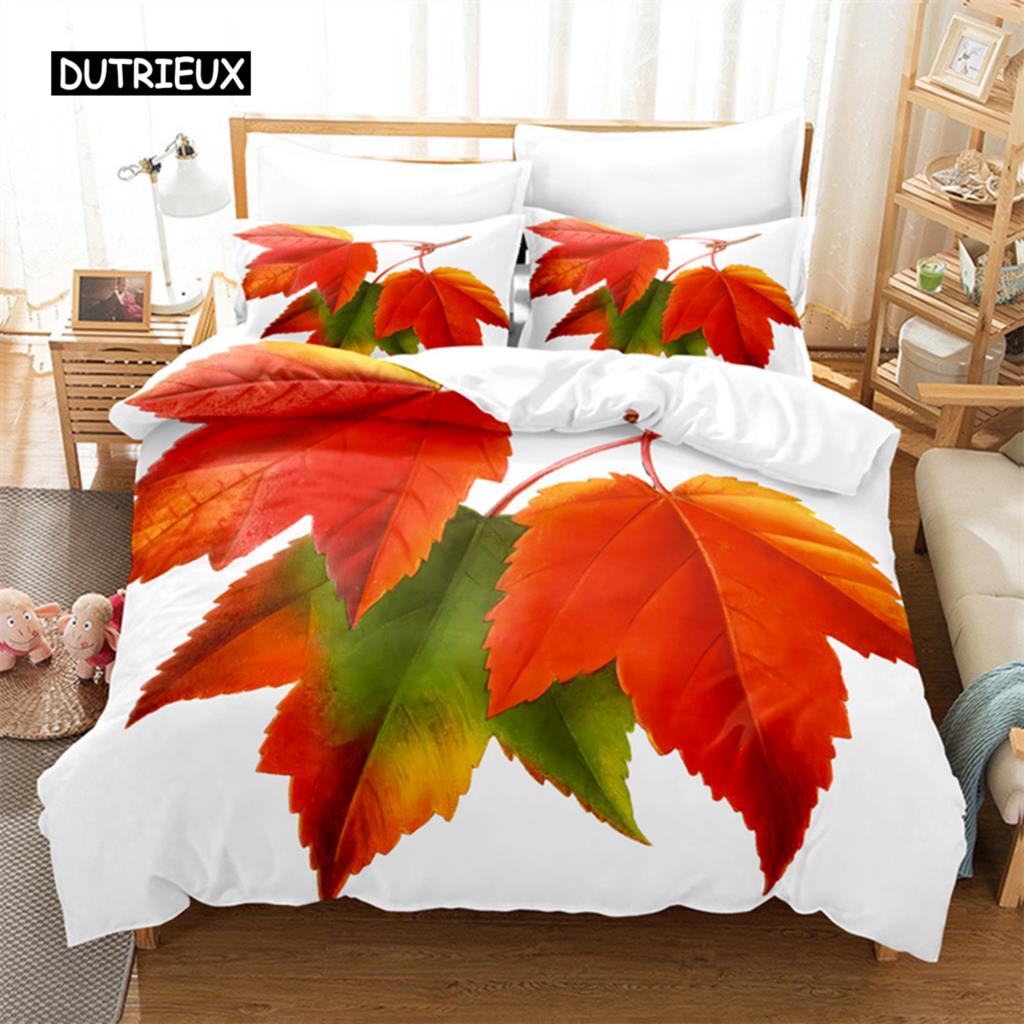 Leaf Queen Dimension Bed Cover Kit Maple Leaf Bed Cover Kit Bedding Digital Printing Bed Linen King Dimension Size Bed Cover Kit Bed Cover Kit