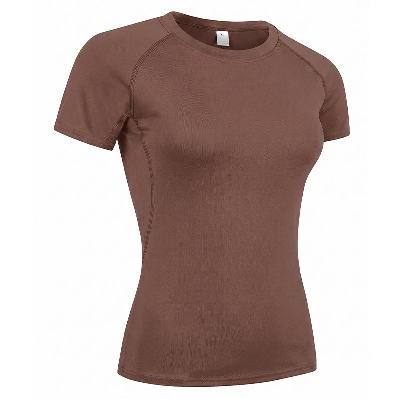 Damen Kompressionsshirt Kurzarm Sportliches Yoga Lauf T-Shirt Sommer Fitnessstudio Workout Schnelltrocknend Dehnbares T-Shirts Oberteile Baselayer