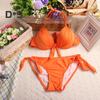 2Pcs/Set Sexy Bikini Set Halter Push-Up Solid Color Bra High Waist Swimming Briefs Set Bowknot Decoration Beachwear