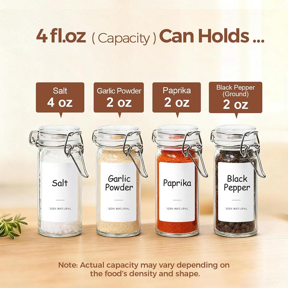 4oz Glass Spice Jars with Airtight Swing Top Lids,Small Clear Containers for Pantry Organization,Herb Storage,DIY Crafts & Gifts