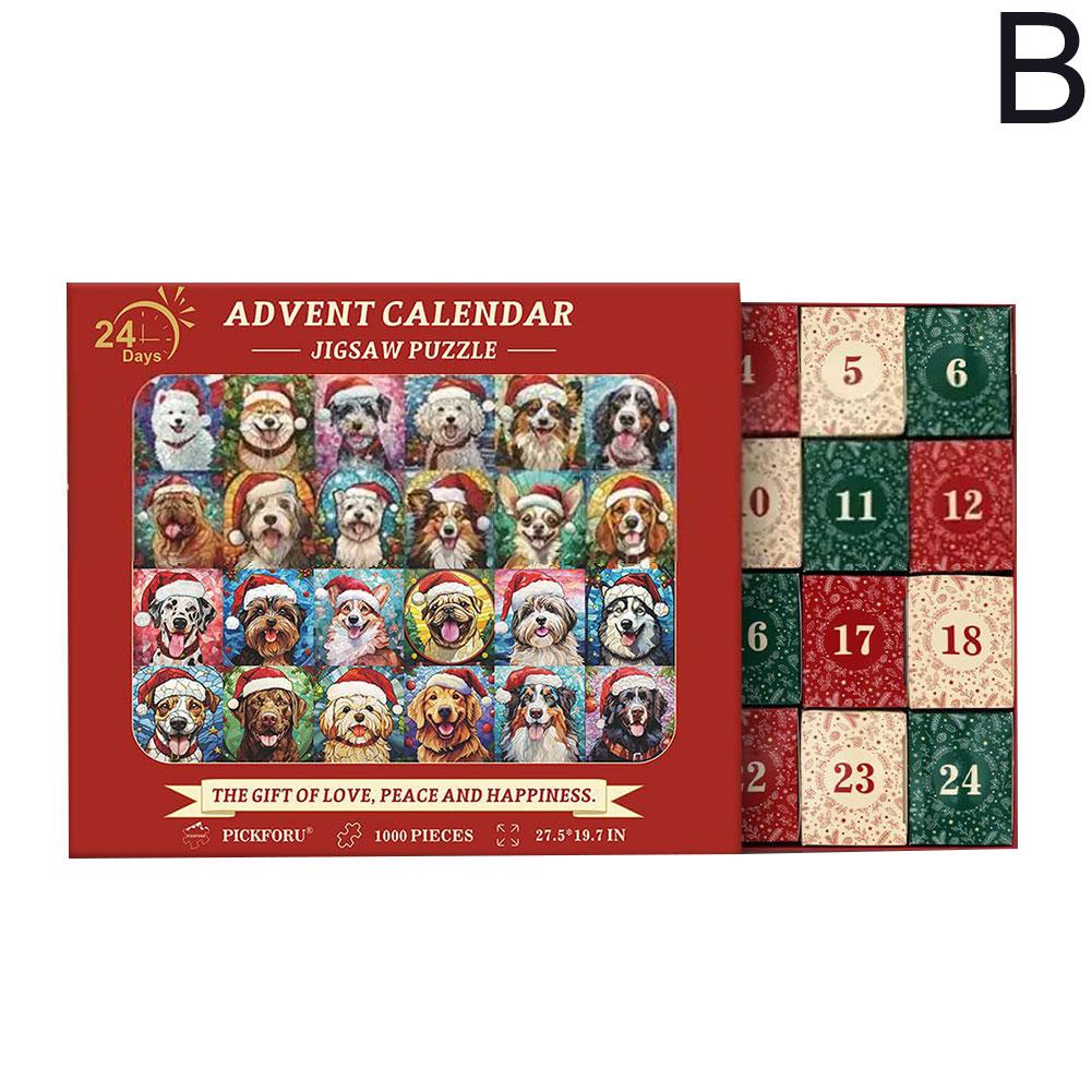 

Advent Happy Christmas Dogs Puzzle Countdown Calendar Toy Pieces Christmas Puzzle 1000 Puzzle S R9J8 dog-1pcs