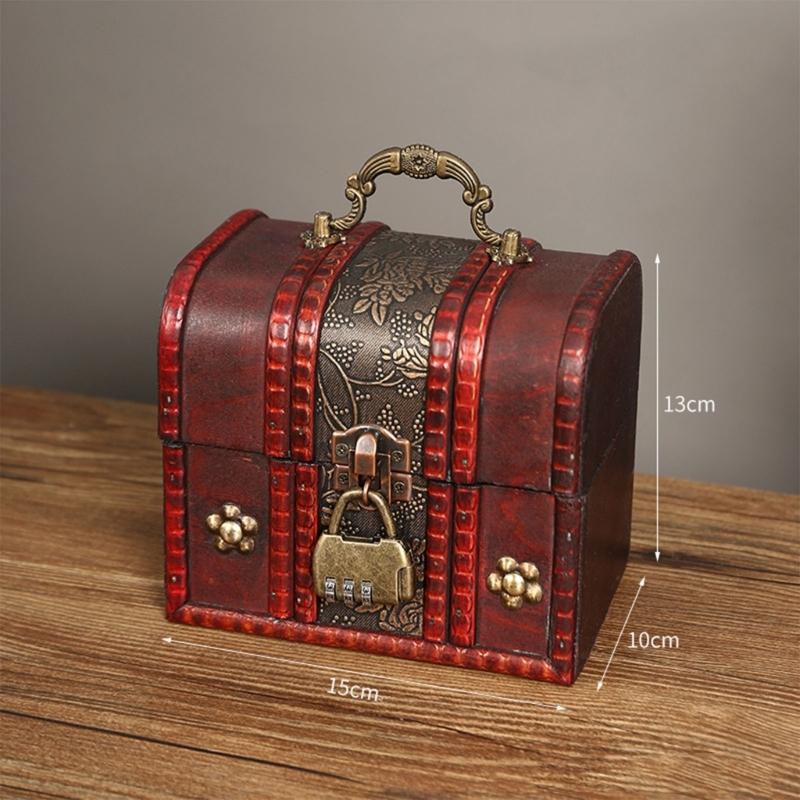 Jewelry Storage Box Treasure Jewelry Container Wood Trinket Holder Jewelry Organizer with Lock Jewelry Display Case Gift