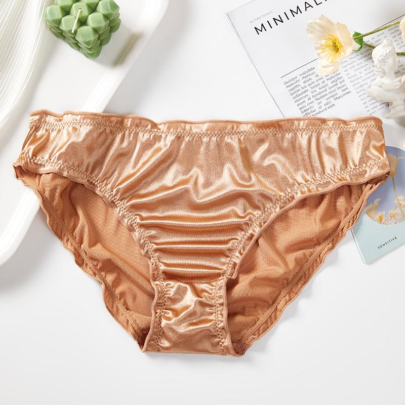 Women's Plus Size Seamless Satin Briefs - Soft, Comfortable, Mid-Low Waist, with Cotton Crotch