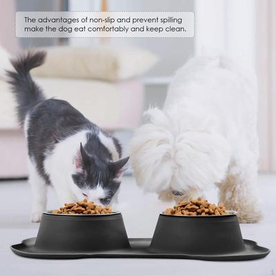 Pet Dogs and Cats Bowl Elevated Stand Raised Dish Feeder Nonslip No Silicone Mat