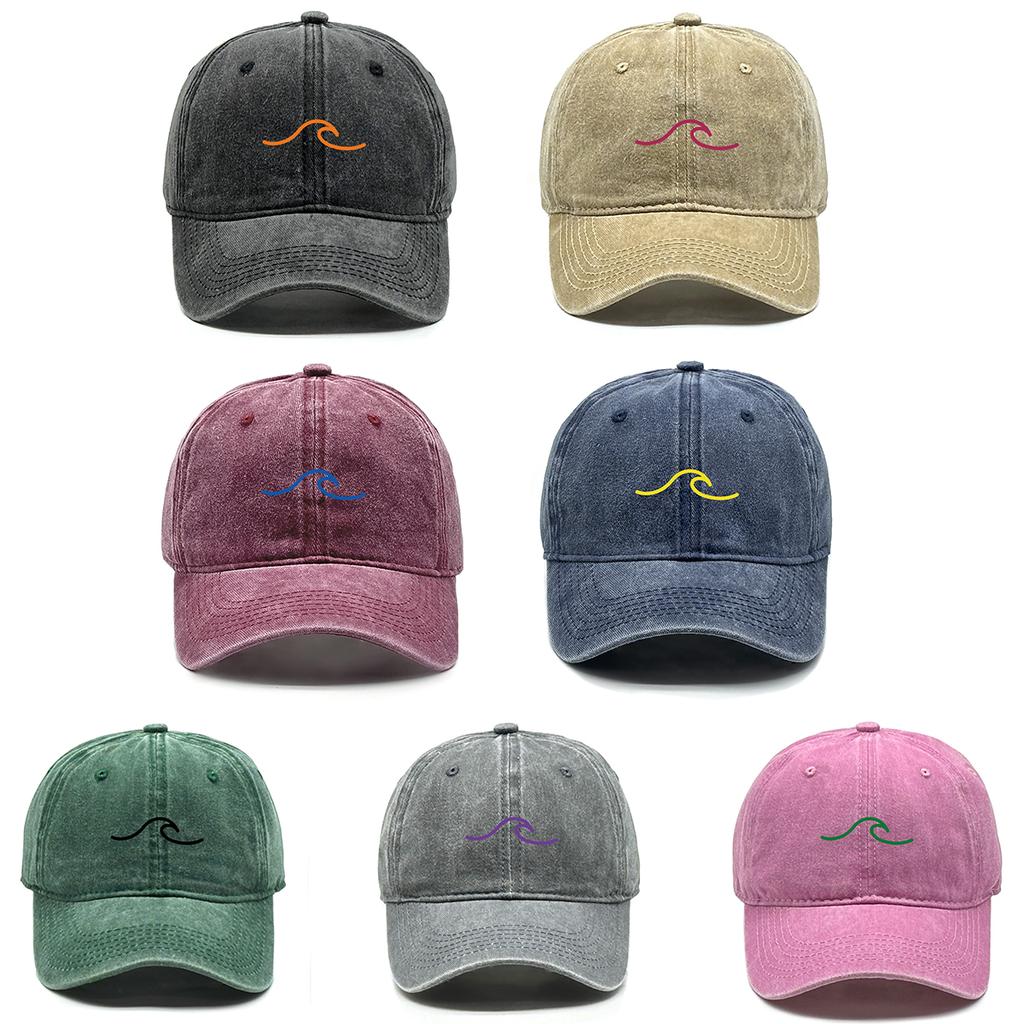 Unisex Baseball Cap 9 Colors Ocean Wave Print Snapback Cap Stylish Adjustable Buckle Snapback Baseball Caps One Size Fits All