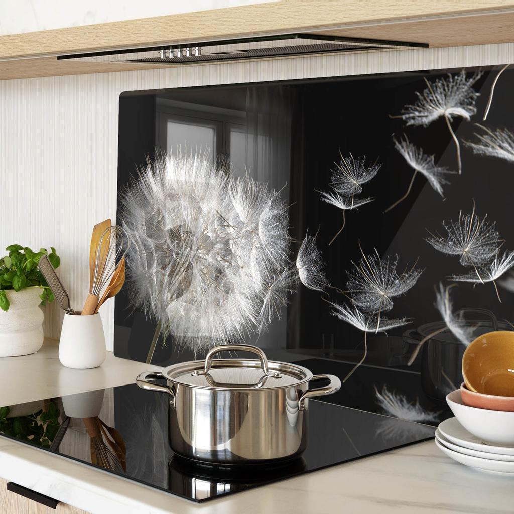 Decorative Tempered Glass Kitchen Chopping Board Dandelion 80x52 Cm