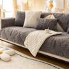 Thicken Short Plush Sofa Cover Living Room Leaves Jacquard Sofa Towel Anti-slip Solid Color Sofa Protector Slipcovers Removable
