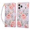For iPhone 17 Pro Max Case RFID Blocking Flower Leather Phone Cover with Wrist Strap
