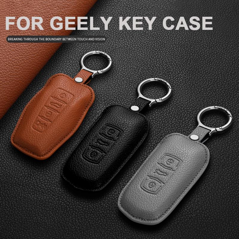 For Geely Coolray X6 X7 EX7 Emgrand Global Hawk GX7 Kulrey GT GC9 Atlas Boyue NL3 Leather Car Remote Key Case Cover Accessories