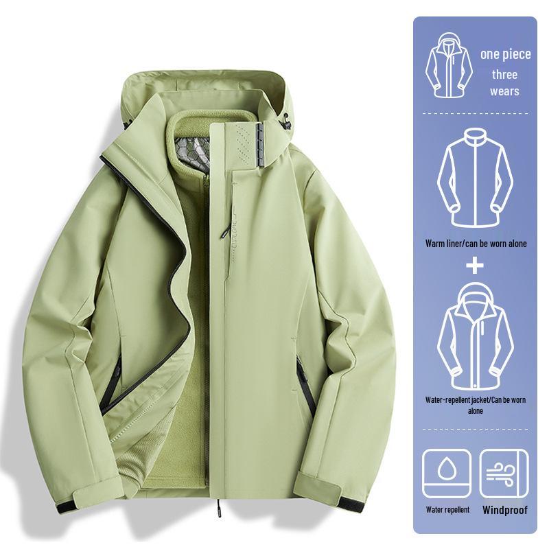 Grafitowa kurtka wiatrówka z polaru Xi: Wodoodporny, Wiatroodporny, Odpinany Płaszcz Jesienno-Zimowy 3 w 1