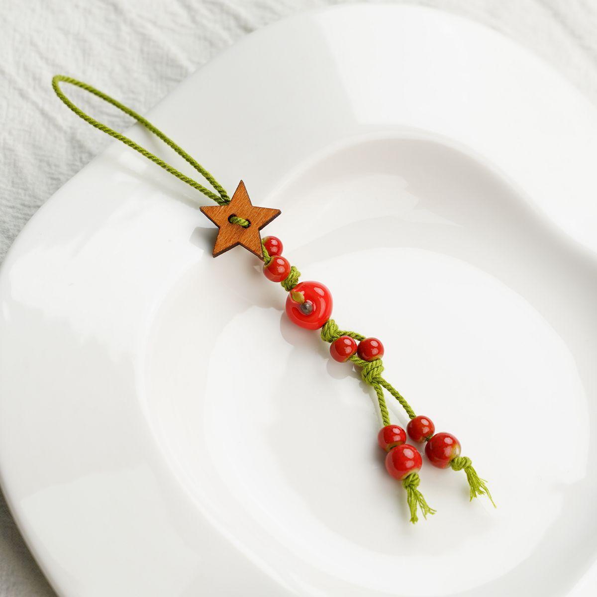 Свежее яблоко Рождественский благоприятный плетеный подвеска для мобильного телефона ювелирные изделия, Цветок Жуи подвеска на сумку брелок USB-накопитель защита от потери