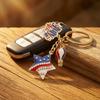 Yousheng Independence Day Keychain Pendant, Enamel Zinc Alloy Key Holder with USA Letters Stars Hearts Patriotic Design, American Flag