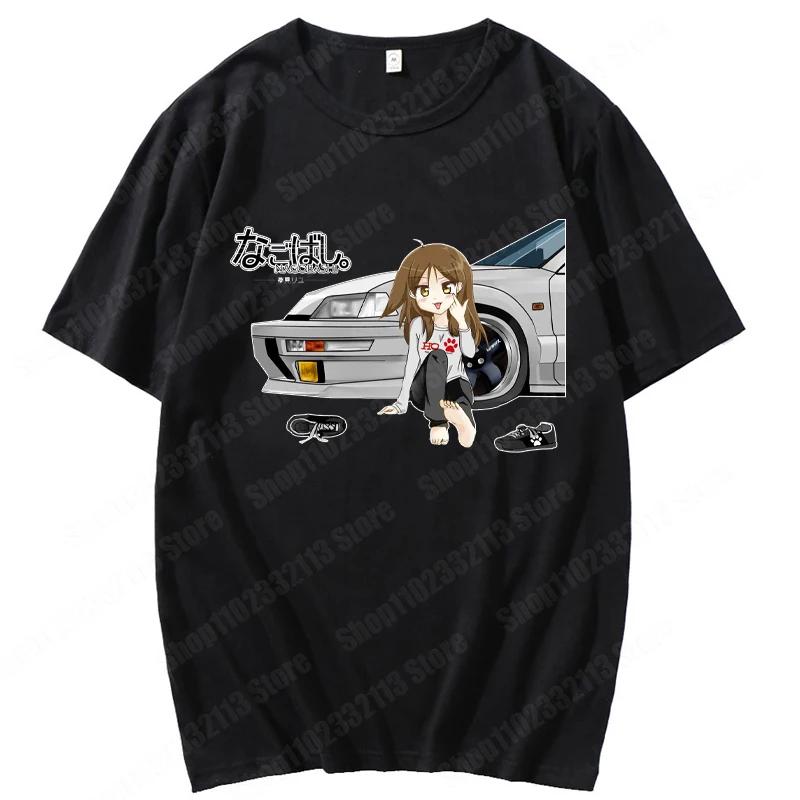 Unisex Anime Girl Car Graphic Tees Shirt Summer Short Sleeve Harajuku Casual Loose Tops Ropa Hombre