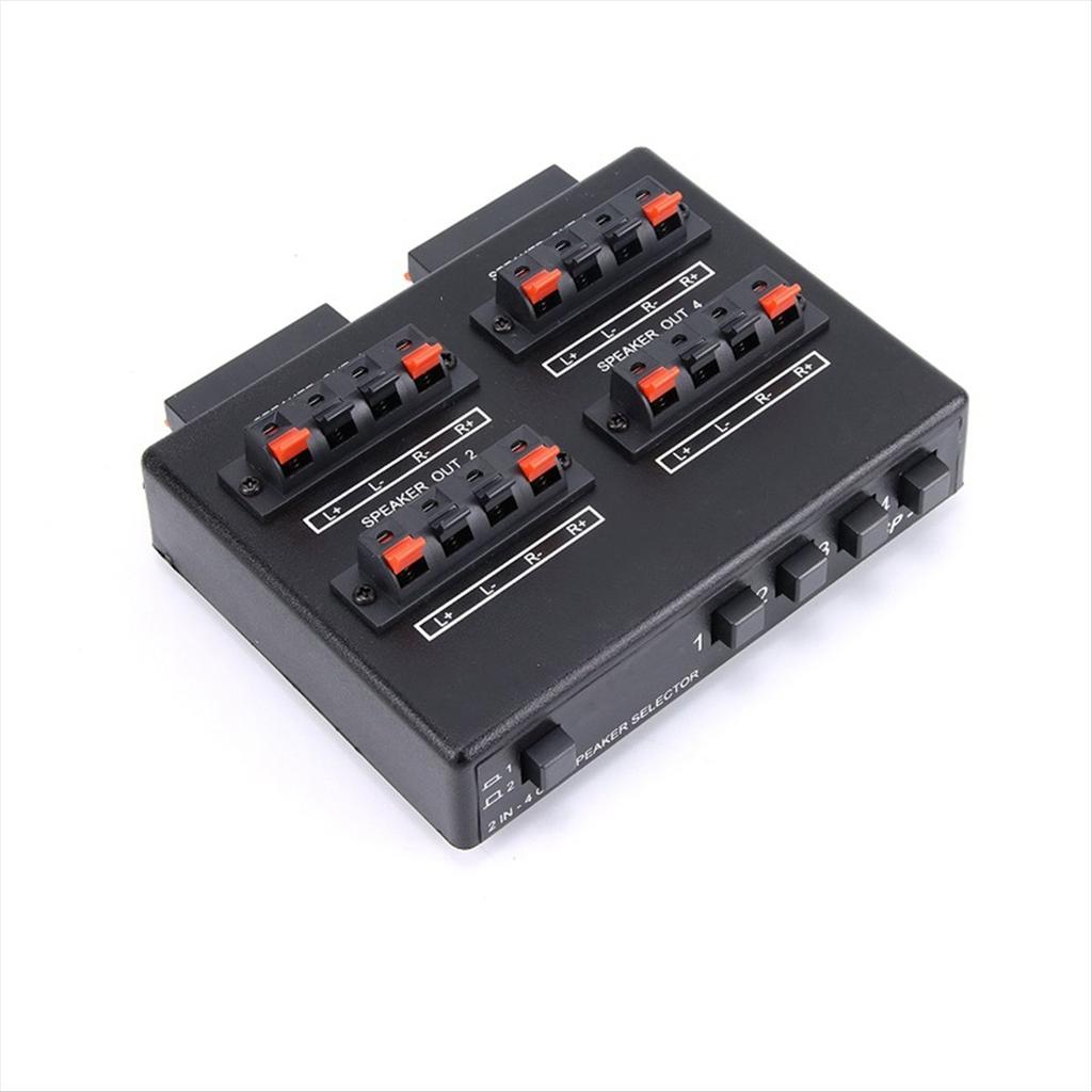SP-24 Mini 2-IN-4-OUT Stereo Audio Amplifier Switcher Box Speaker Splitter