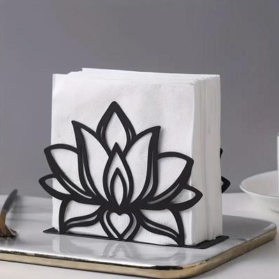 1 Pezzo Elegante Supporto Portatovaglioli in Metallo a Forma di Fiore di Loto - Elegante Accessorio per Tavola da Cucina e Sala da Pranzo, Ideale per Uso Domestico e Ristorante