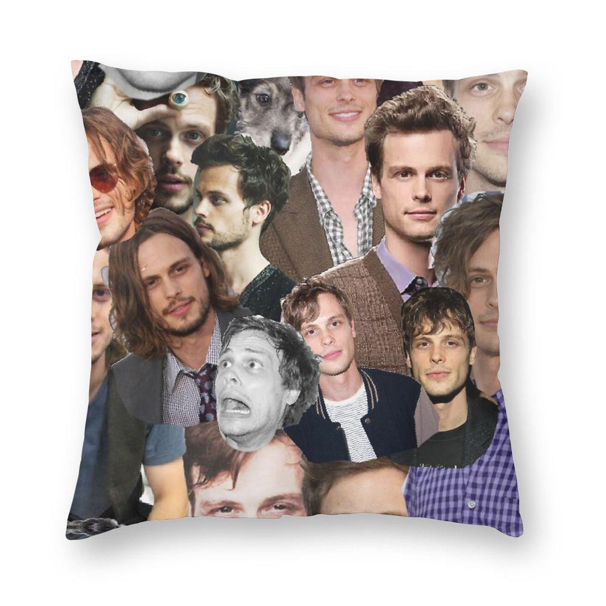Matthew Gray Gubler Collage Pillowcase Polyester Linen Velvet Printed Zip Decorative Pillow Case Home Cushion Cover 30x30cm 12x12in