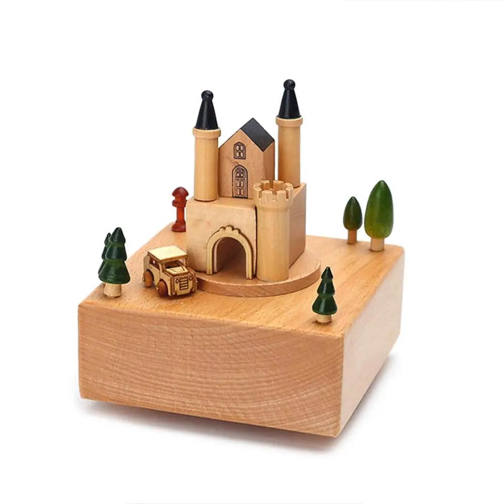 Carousel Music Box Wooden Christmas Ornament Rotary Train Musical Box Home Decoration Accessories For Birthday Gifts Valentine'