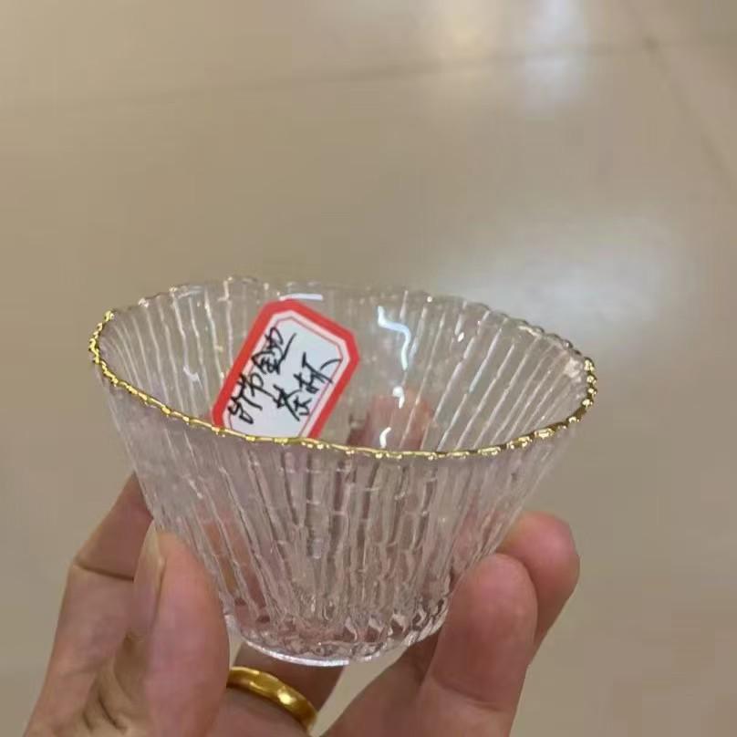 Japanese Crystal Glass Kung Fu Tea Cup with Gold Painting - Small Tasting Bowl