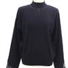 Shiz Madam Half Polo Knit With Ribbon Cubic Neck And Lace Sleeves T57446