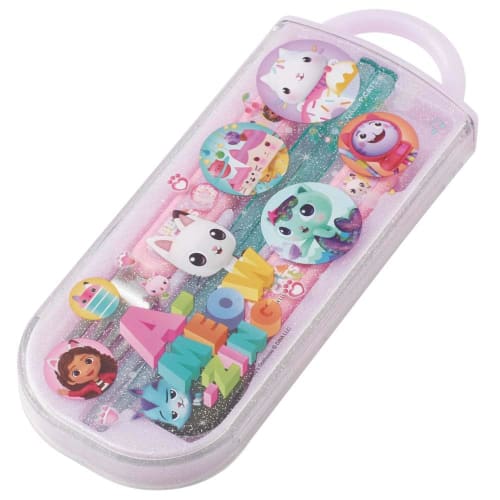 Skater Children's Lunch Box Trio Set Chopsticks Spoon Fork Kids Cutlery Antibacterial Treatment Easy to Open Slide Type Made in Japan Gabby's Dollhous