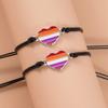 2 Stück Versprechen Liebe Herz Regenbogen Strass Armbänder Set Liebliches Dehnbares Armband für Frauen Mädchen Paar Freundschaft