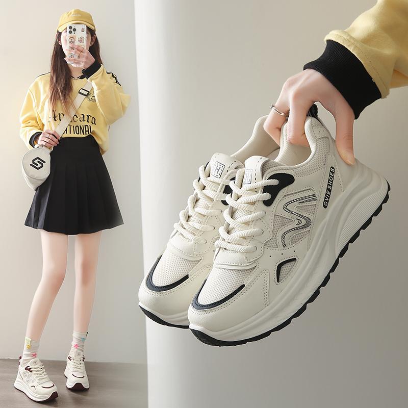 Sneakers for Women Fashion Platform Lace Up Casual Lightweight Shoes Mesh Breathable Non Slip Walking Shopping Tennis
