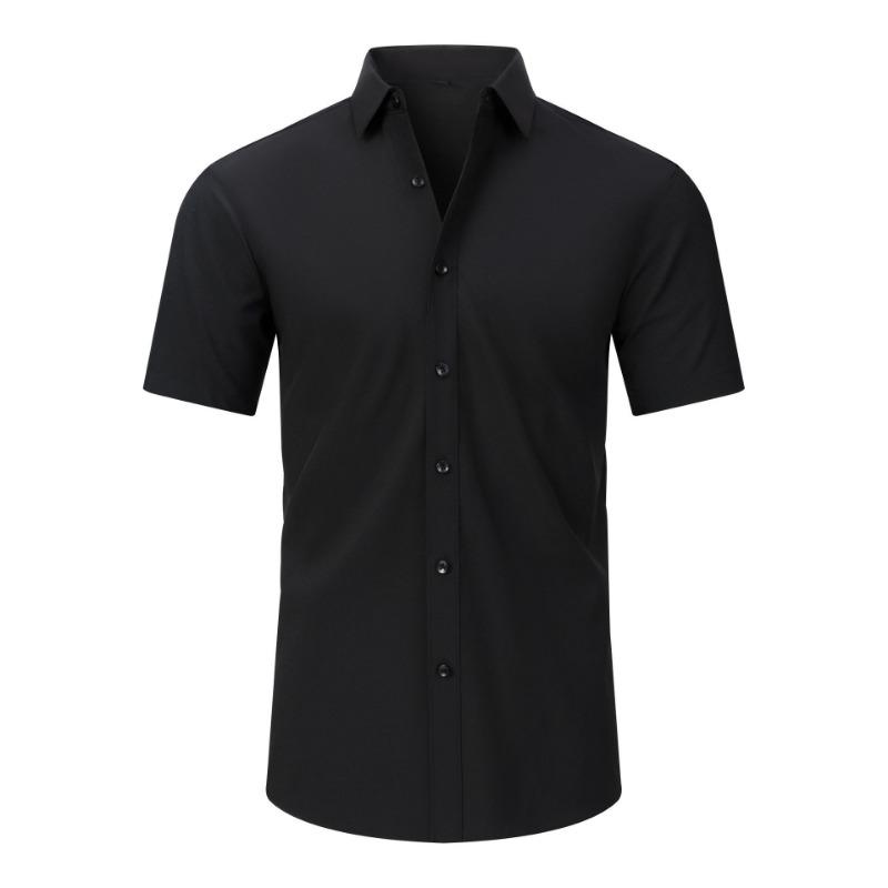 Heren Kortmouwig Effen Non-Iron Kreukvrij Grote Maat Business Casual Overhemd
