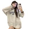 Herbstkleidung, amerikanische Mosaikfarbe, Rundhalsausschnitt, langärmeliger Kapuzenpullover, Damen, amerikanischer Buchstabendruck, lässige Bluse