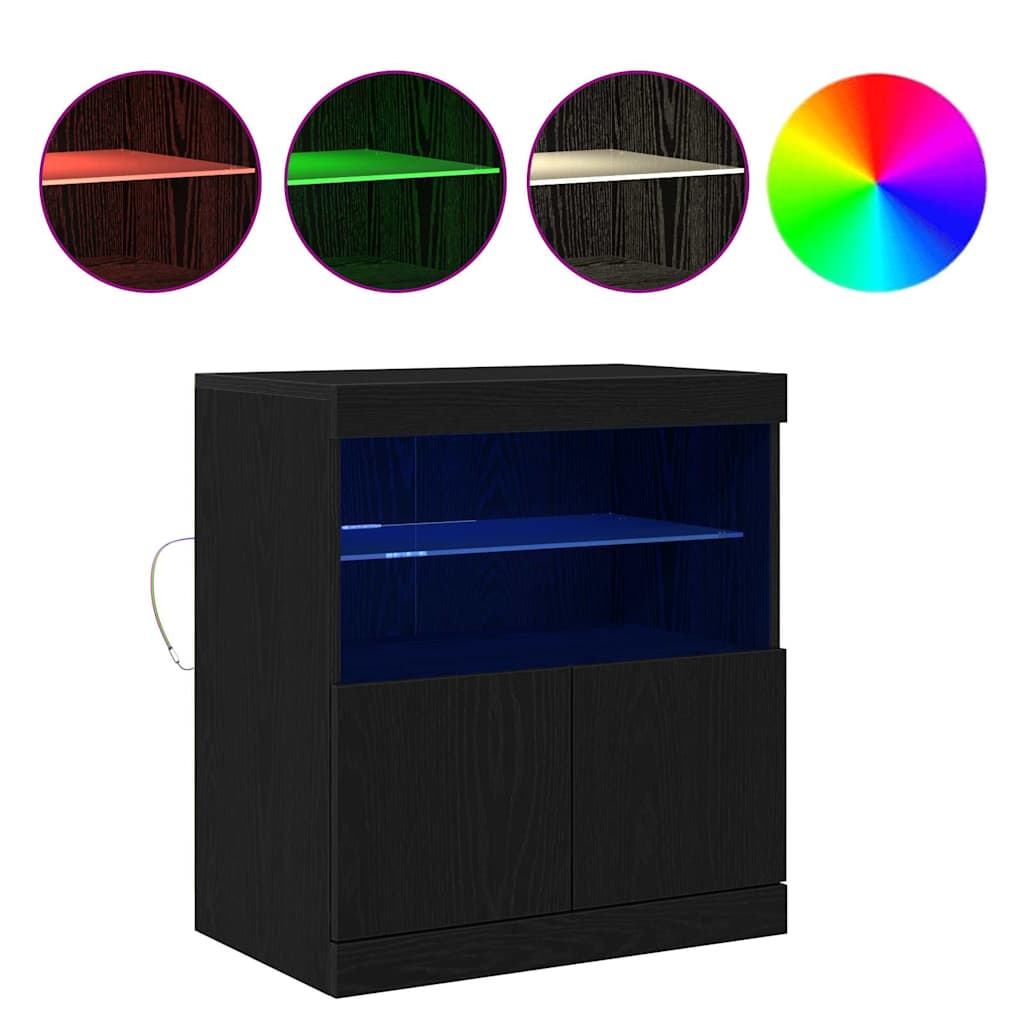 LED Sideboard Black 60.5 x 37 x 67 cm Particleboard